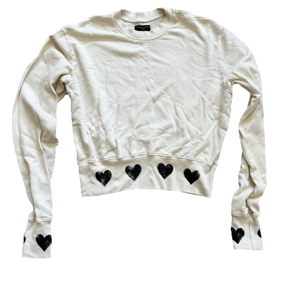 Michael Lauren Kamon Cropped Heart-Patterned Women's Sweatshirt Small Artsy - Picture 1 of 7